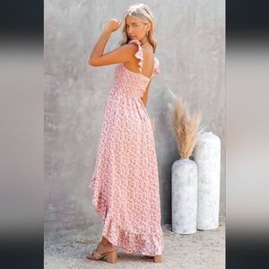 Storia Pink Floral Western Hi Low Dress - S